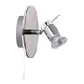 Satin Silver Wall Spot Light with Chrome Trim Image 2