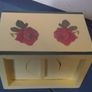 Wooden cream and red floral decoupage money box Image 2