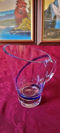 Antique Kilkenny Cobalt Blue Swirl Glass Large Footed Water Jug /Pitcher