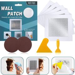 4'' By 4'' Wall Repair Patch, 5 Pcs Plasterboard Patch, Plaster Repair Kit, Safe Mend Plaster, Safe mend Drywall Adhesive, Filler For Walls Ceiling Hole, Self Adhesive Aluminum Mesh Wall Repair