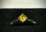 Platinum Golden Sapphire Solitaire Ring
