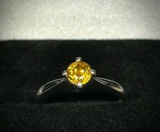 Platinum Golden Sapphire Solitaire Ring