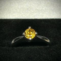 Platinum Golden Sapphire Solitaire Ring