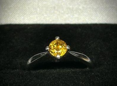 Platinum Golden Sapphire Solitaire Ring