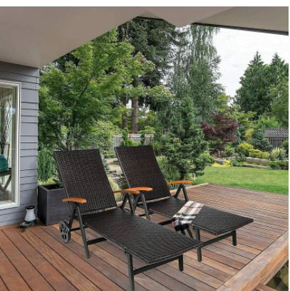 BRAND NEW Rattan Sun Lounger Beach Chair Adjustable Deck Chair Folding Loungers Outdoor Furniture