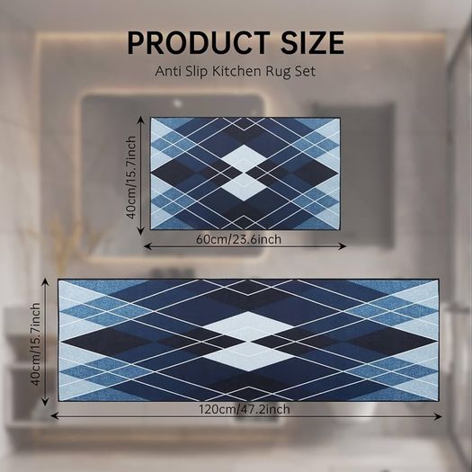NEW SALE |  2 Pieces Non Slip Kitchen Mat Kitchen Rug Set, Washable Modern Mats and Rugs for Hallway, Dining Room and Entryway, 40x60cm + 40x120cm