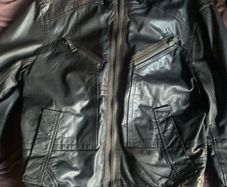 Mens River Island Brown Leather Jacket Small