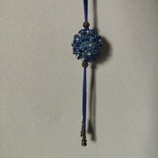 Blue Long Crochet Beaded handmade necklace