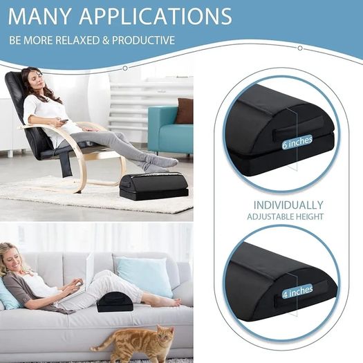 Foot Rest for Under Desk at Work, Adjustable Desk Footrest for Office Chair & Gaming Chair,Ergonomic Footrest Pillow Desks Foot Stool for Home Airplane Car to Relieve Back Knee Pain