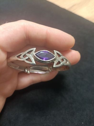 Celtic Silver Bracelet With Amethyst 925