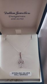 Sterling Silver Cubic Zirconia Cross and Chain