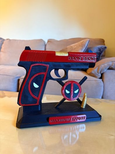 Deadpool Inspired Decorative Pistols Replica / 3D Printed Collectible with Display Stand