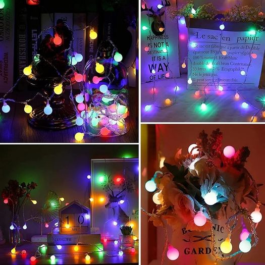 120LED Fairy Lights Plug in, 12M/39ft Globe String Lights, 8 Mode Christmas Lights Outdoor with Remote Control/Timer for Bedroom, Party, Decorations(Multi-Coloured)