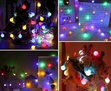 120LED Fairy Lights Plug in, 12M/39ft Globe String Lights, 8 Mode Christmas Lights Outdoor with Remote Control/Timer for Bedroom, Party, Decorations(Multi-Coloured)