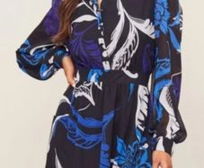 Lipsy Dress in Size 12 - worn only once, gorgeous shades of blue on black background
