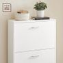 3-Tier Wooden Shoe Cabinet, Storage Cupboard With 3 Flip Doors, Perfect for Narrow Hallway, Living Room, Bedroom, White, 60 x 24 x 120 cm (FREE POSTAGE) Image 2