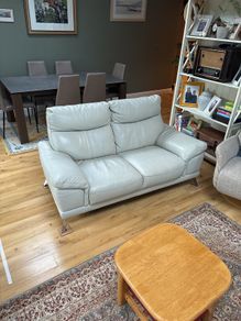 2 seater cream leather sofa