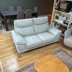 2 seater cream leather sofa
