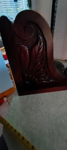 Hand Carved Single Book End Solid Mahogany Irish Oak Carvings.