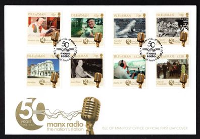 2014 Isle of Man 50th Anniversary of Manx Radio Commemorative Stamps First Day Cover (FDC)