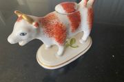 Reduced Staffordshire 19th  century  red and white Daisy cow creamer