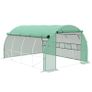 Polytunnel Greenhouse Walk-in Grow House Tent with Roll-up Sidewalls, Zipped Door and 8 Windows, 4x3x2m Green Image 2