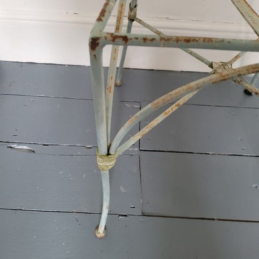Antique pair of french wrought iron garden chairs