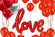 Valentines Balloons, Valentines Day Decorations Set with 1000 Rose Petals, 1 Love Balloon, 1 Heart Garland, 8 Heart Foil Balloons, 16 Red Latex Balloons, 2 Confetti Balloons for Wedding, Party Decor (FREE POSTAGE)