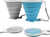 Silicone Foldable Cup, 2 Pack BPA Free Collapsible Travel Mugs, Folding Silicone Cups with Plastic Sealing Lid, Reusable Portable Cup Set for Picnic, Camping, Outdoor Hiking Travel