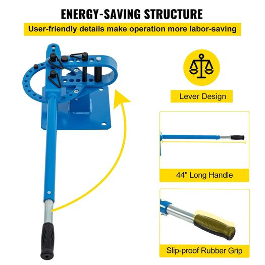 Manual Bender YP-9 Soild Round Square Bar Metal Bender with 7 Bending Dies, Metal Rod Bar Bender Bending Tool for Construction Site Auto Repair