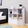 bookshelf, bookcase, free-standing DVD shelf, storage shelf, standing shelf, for living room, bedroom, children's room, office, with 3 doors, white Image 3