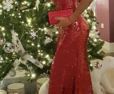 Red Sequin long dress