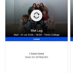 Wet Leg tickets x 2 Standing for trinity on Wednesday 01 Jul