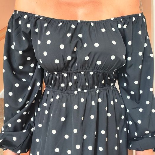 Polka dot Open shoulders long sleeve Dress, size 12