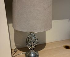 Stylish Chrome Table Lamp with Grey Shade