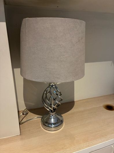 Stylish Chrome Table Lamp with Grey Shade