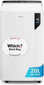 Pro Breeze 20L/Day Compressor Dehumidifier - Energy Efficient with Laundry Mode, Humidity Sensor, Carbon Air Filter for Mould, Damp & Moisture, for Home & Bedroom - WHICH? BEST BUY DEHUMIDIFIER AWARD