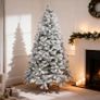 6Ft Snowy Flocked Artificial Christmas Tree, Yukon Pine Bushy Frosted Tree 550 Tips, Sturdy Metal Stand, Luxury Snow Covered Xmas Tree, Realistic Green Branches, Festive Home Christmas Decoration Image 2