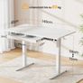 Electric Standing Desk 140 x 80 cm, Height Adjustable Desk, Sit Stand Table with Easy-Glide Drawer & 4 Memory Smart Pannal, T-Leg Design for Stability, Splice Board, White Frame & Surface Image 3