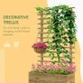 Wooden Raised Planter, with Back Trellis - Natural Finish Image 4
