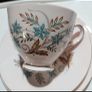 Vintage Pastel Pink Fine Bone China Blue Star Teacup Trio Set Image 2
