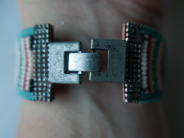 Vintage Handmade Turquoise Seed Bead  Bracelet