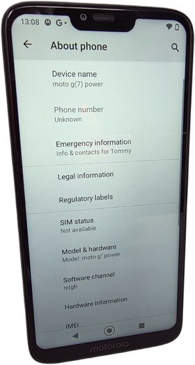 Motorola Moto G7 Power Black Unlocked 64GB 6.2" 3GB RAM 12MP Android Smartphone