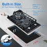 Gas Hob 2 burners, 30cm Built in 2 Burners Gas on Glass Hob, NG/LPG Gas Hob Convertible, Gas Cooktop with Flame Image 4