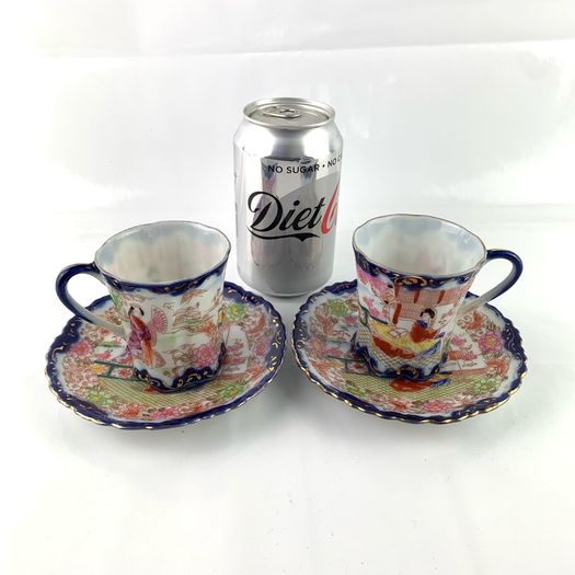 2 Antique Japanese tea cups and saucers