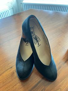 New - Fly London Suede Court Shoes Stacked Heel