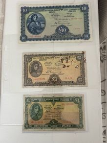 3 Irish old banknote set lady Lavery 10 pound 5 pound 1 pound