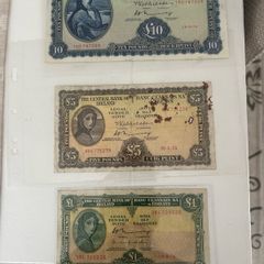 3 Irish old banknote set lady Lavery 10 pound 5 pound 1 pound