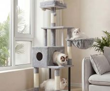 Cat Tree, 125 cm Cat Tower for Indoor Cats, Cat Scratching Post with Hidden Space, Sturdy Steel Tube