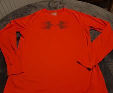 mens orange under armor long sleeve running top
